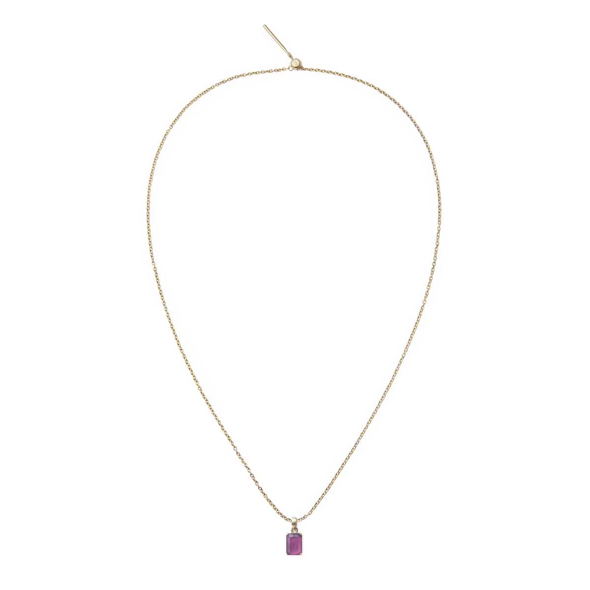 Amethyst Octagon Gold Charm