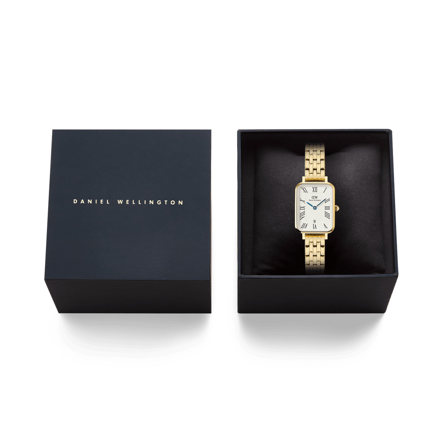 Quadro  Roman Numerals Date 5-link Gold