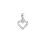 Heart Contour White Crystal Charm Silver