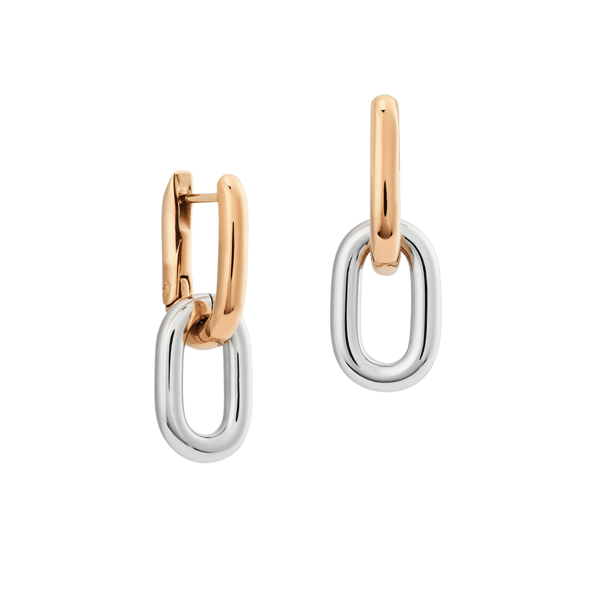 Contrast Link Earrings Two Tone Rose Gold