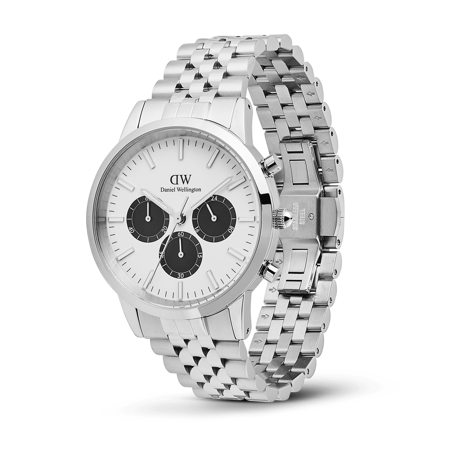 DENHAM×EFFECTOR WELINGTON Iconic Chronograph Arch 5-Link Off- White Panda Silver